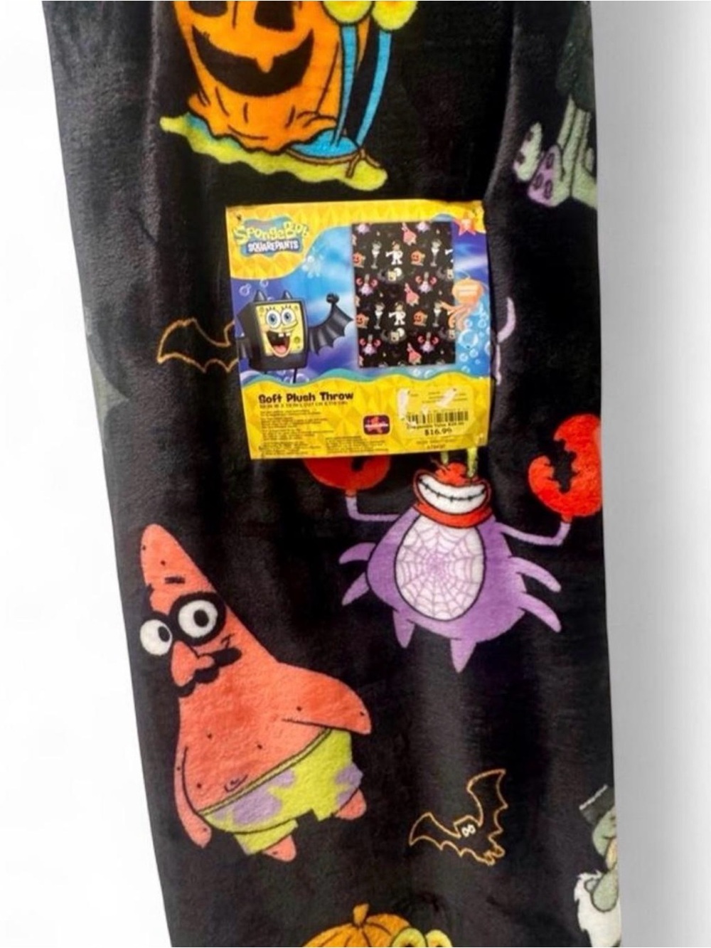 SpongeBob Squarepants Black Halloween Kids Throw with Colorful Character Prints